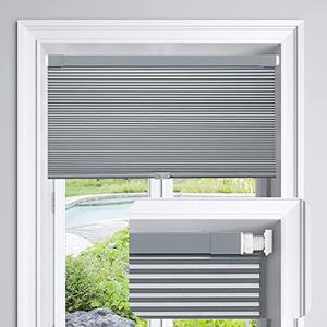 LazBlinds Cordless Cellular Shades, No Tools No Drill Blackout Honeycomb Shades Pleated Blinds for Windows, 25.5'' W x 48'' H, Dark Grey
