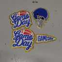 Game Day Embroidered Iron-On Patches Football Helmets Logos Embroidery Patch Chenille Applique Garments for DIY Clothing Jacket Backpack Hat Bag Decor (Blue 4 pcs)