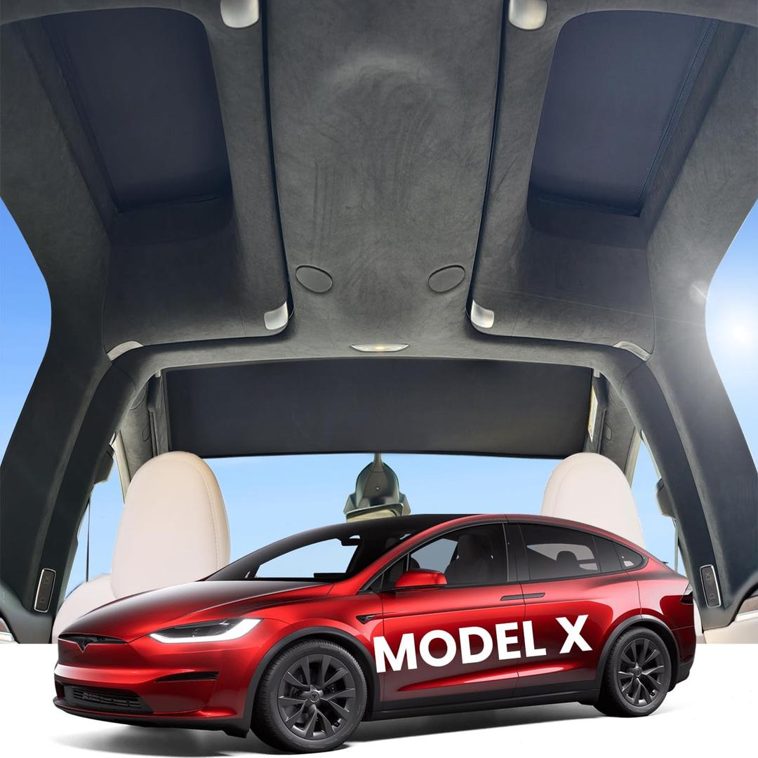 REEVAA 2025 Upgrade Tesla Model X Sunshade Roof [No Gaps, No-Sagging] Tesla X Accessories Heat Insulation Glass Sunroof Cover for Model X 2019-2025, Black