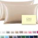 Silk Pillow Cases 2 Pack Soft Breathable and Sliky King Size Pillow Cases Set of 2,Natural Mulberry Silk Pillowcase Set of 2 for Hair and Skin with Hidden Zipper (Champagne,20"X 36",2pcs)