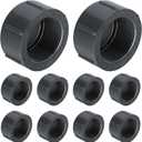 Novabright 10 Pcs 1-1/2" PVC Pipe Fitting Npt Female Cap Schedule 80 PVC Cap for Irrigation DIY Projects, Plumbing Repair Easy to Install High Tensile for Home or Industrial Use Grey