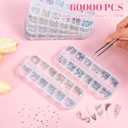 6 Boxes/72Gird 6000pcs Colorful Nail Art Rhinestones Charms, 3D Multi Shape Flatback Nail Jewels, Mini Nail Gem for Nails Art Design Heart Star Flower Nail Diamonds, Women Manicure Crafts DIY