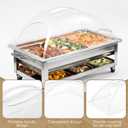 Blulu 2 Pcs Clear Dome Chafing Dish Cover Heat-resistant Plastic Dome Lids with Double Opening Bakery Pan Food Display Cover Water Food Warming, Dessert Exhibition