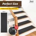 Non-Slip Stair Treads for Wooden Steps Indoor, 15 Pack 8" X 30" Edging Stair Rugs with TPE Backing, Carpet Stair Treads for Kids Elders & Pets, 100% Polyester Soft Stair Runners, Dark Grey, 30''x8''