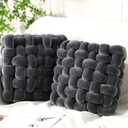 Wenqik 2 Pcs Knot Pillow Soft Throw Pillow Home Decoration Cushion Square Office Knotted Plush Throw Cushion for Living Room Bedroom Sofa Couch Living Room Decor, 12'' x 13''(Dark Gray)