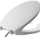 BEMIS 7750TDG Commercial Heavy Duty Open Front Toilet Seat with Cover, Industrial Seat with Secure Installation, Made in USA, Round, White