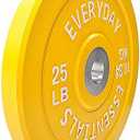 BalanceFrom Color Coded Olympic Bumper Plate Weight Plate with Steel Hub, 25lbs Single, Yellow