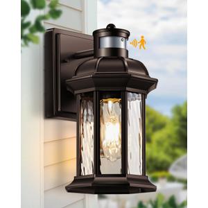 VIANIS Motion Sensor Outdoor Garage Lighting Fixtures, Farmhouse Oil Rubbed Bronze Exterior Wall Light Wall Mount for House, Anti-Rust Waterproof Outdoor Sconce Lights for Front Porch, Patio (1-Pack)