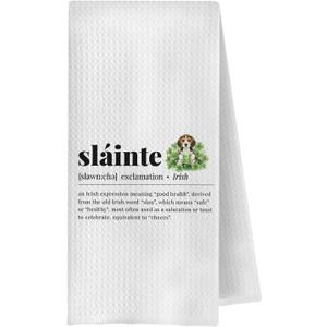 Slainte Irish Blessing Beagle Kitchen Towels,Irish Blessing Gifts Hand Towels for Bathroom,Ireland Blessings Decorative Dish Tea Towel for Kitchen, 16x24 Inch