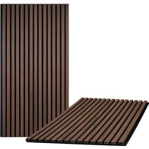 Wood Slat Wall Panels, Pack of 2 Acoustic Panels 46.46" 23.82", 3D Fluted Sound Absorbing Wall Panel for Home & Office Decor, Noise Reducing Interior Wall Treatment (Ebony) Wood Slat Wall Panels, Pack of 2 Acoustic Panels 46.46" 23.82", 3D Fluted Sound Absorbing Wall Panel for Home & Office Decor, Noise Reducing Interior Wall Treatment (Ebony)