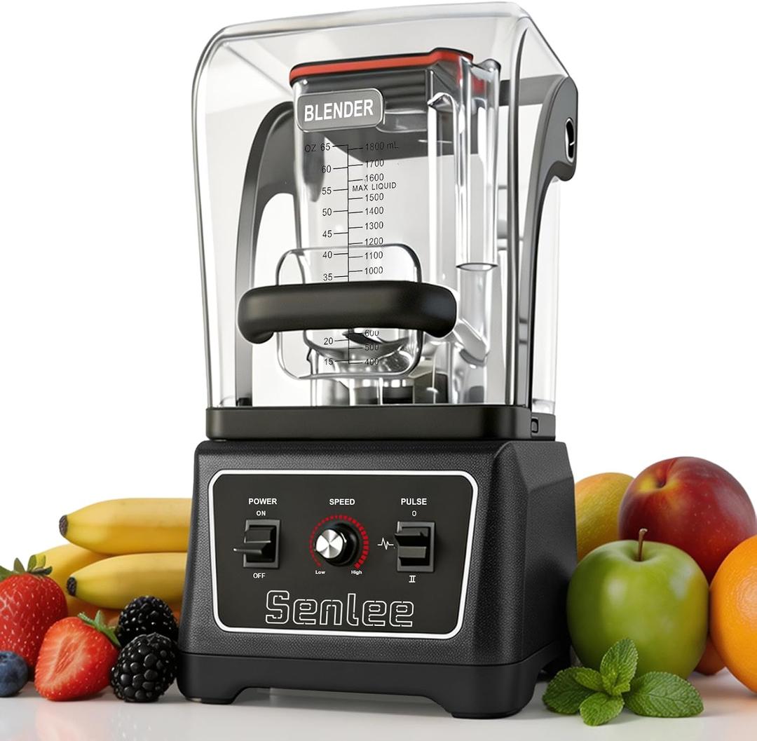 Heavy-Duty 2200W Commercial Blender - 64oz BPA-Free Jar, Quiet Shield