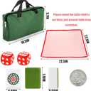 Cedilis Chinese Mahjong Set- 146 Small Melamine Tiles(1.18", Green) with Portable Travel Handbag, Playing Mat and 2 Dice for Family Gathering