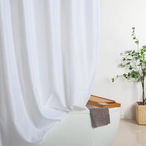 Short Shower Curtain Liner 72x60 Inch, White Fabric Water-Repellent Bathroom Shower Curtains Sets with Rust-Proof Grommets for Hotel Spa, Weighted Bottom, Machine Washable, 72 x 60 Inch