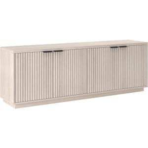 Henn&Hart Fluted TV Stand for TVs up to 78" with 2 Ribbed Storage Cabinets and Adjustable Shelves for Living Room, Family Room, or Office, Beech White