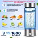 AQUSOFT 14.2 oz/420ml Portable Hydrogen Water Bottle with SPE-PEM Technology Type-C USB Rechargeable Hydrogen Water in 3 Minutes | Borosilicate Glass Hydrogen Water Ionizer Cup | 2-in-1 Usage Modes