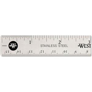 Westcott Stainless Steel Office Ruler With Non Slip Cork Base, 6"
