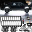 20Pods Metal All Pure White LED Rock Lights Full Kit Plug and Play&Pre Wired 6500K with Switch Wiring Harness Extension Fuse, 480Chip Aluminum Waterproof Underglow 12V for Semi Truck Pickup Offroad