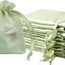 QIANF 20 Pcs Light Green Small Organza Bags 3X4 inch for Wedding Favors with Drawstring, Mini Mesh Gift Bags Jewelry Pouch for Candy Bridal Shower Party Favor Baby Shower Christmas