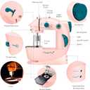 Magicfly Mini Sewing Machine with Extension Table, Dual Speed Portable Sewing Machine for Beginners with Light, Sewing Kit for Household Use, Pink