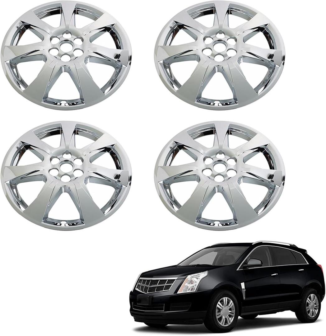 labwork 4 Pieces Chrome Wheel Cover Hub Caps Rim Cover Replacement for SRX 2010 2011 2012, 17 inches or 18 inches