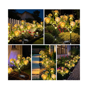 Solar Garden Light Outdoor with Hibiscus Flowers