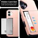 harusaki iPhone 16 Plus Wallet Case with Hidden Card Slot - Wireless Charging Compatible iPhone 16 Plus Case with Card Holder for Women and Men (Pink Gold)