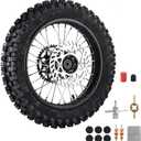 90/100-14 Rear Wheel Tire (3.00x14) Inner Tube 1.85x14 Rim With 15mm Inner Bearing 190mm Brake Disc Rotor Chain Sprockets for Dirt Pit Bike Motocross Off Road (90/100-14 15mm)