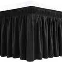 Biscaynebay Wrap Around Bed Skirts for King & Cal King Beds 11" Short Drop, Black Adjustable Elastic Dust Ruffles Easy Fit Wrinkle Resistant Silky Luxurious Fabric Machine Washable