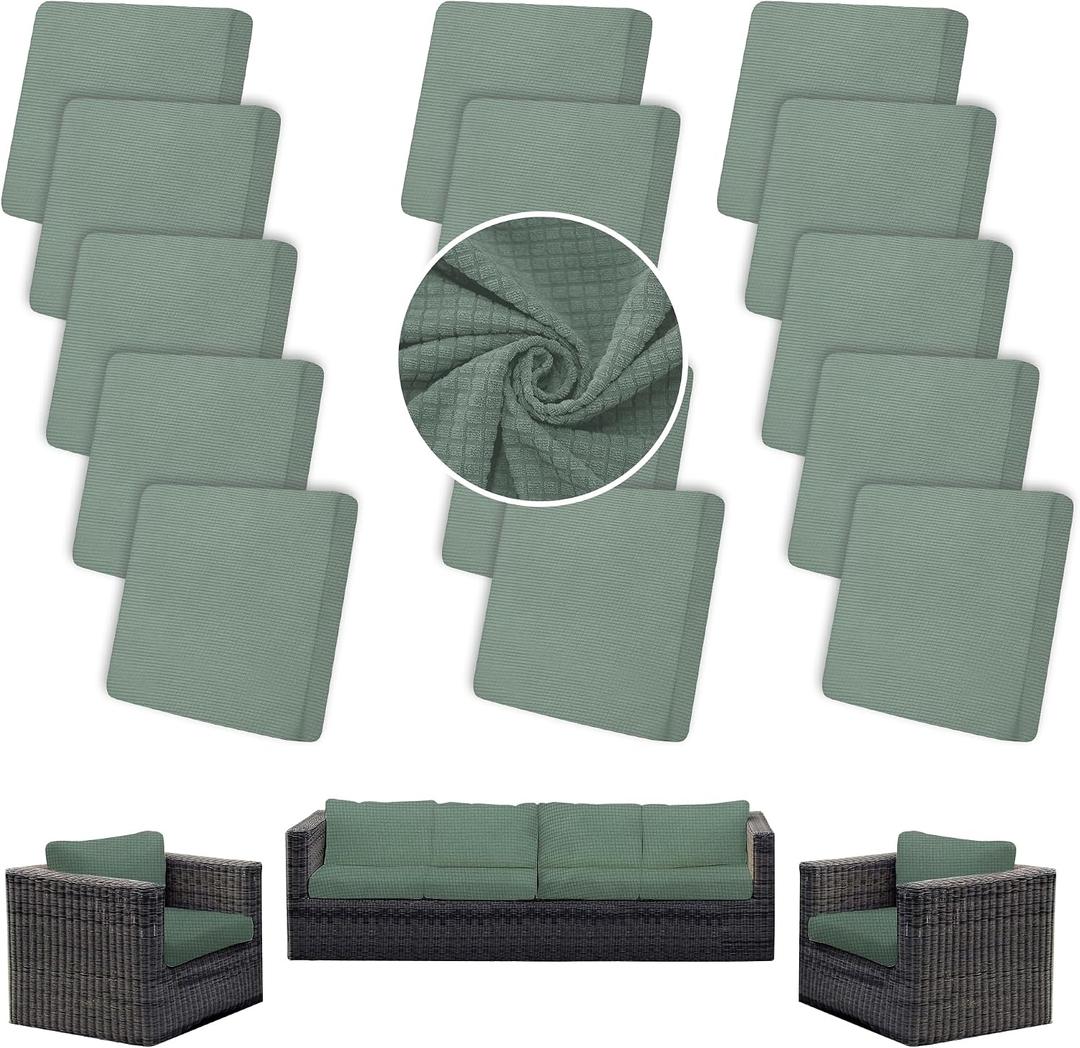 Outdoor Cushion Covers Set,14PCS Patio Furniture Couch Seat Slipcovers, Replacement for Sofa Sectional Chair(Cover，Only)
