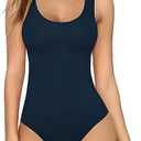 MANGOPOP Women's Tank Top Bodysuit Scoop Neck Sleeveless Body Suits Sexy U-Back Backless Going Out Tops, Large