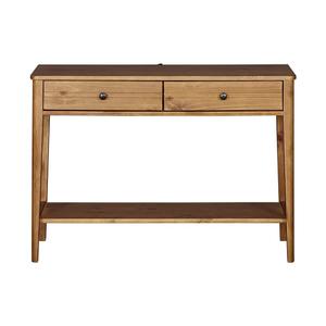 Mid Century Wood Console Table with Drawers, Walnut 30Hx44Wx18D