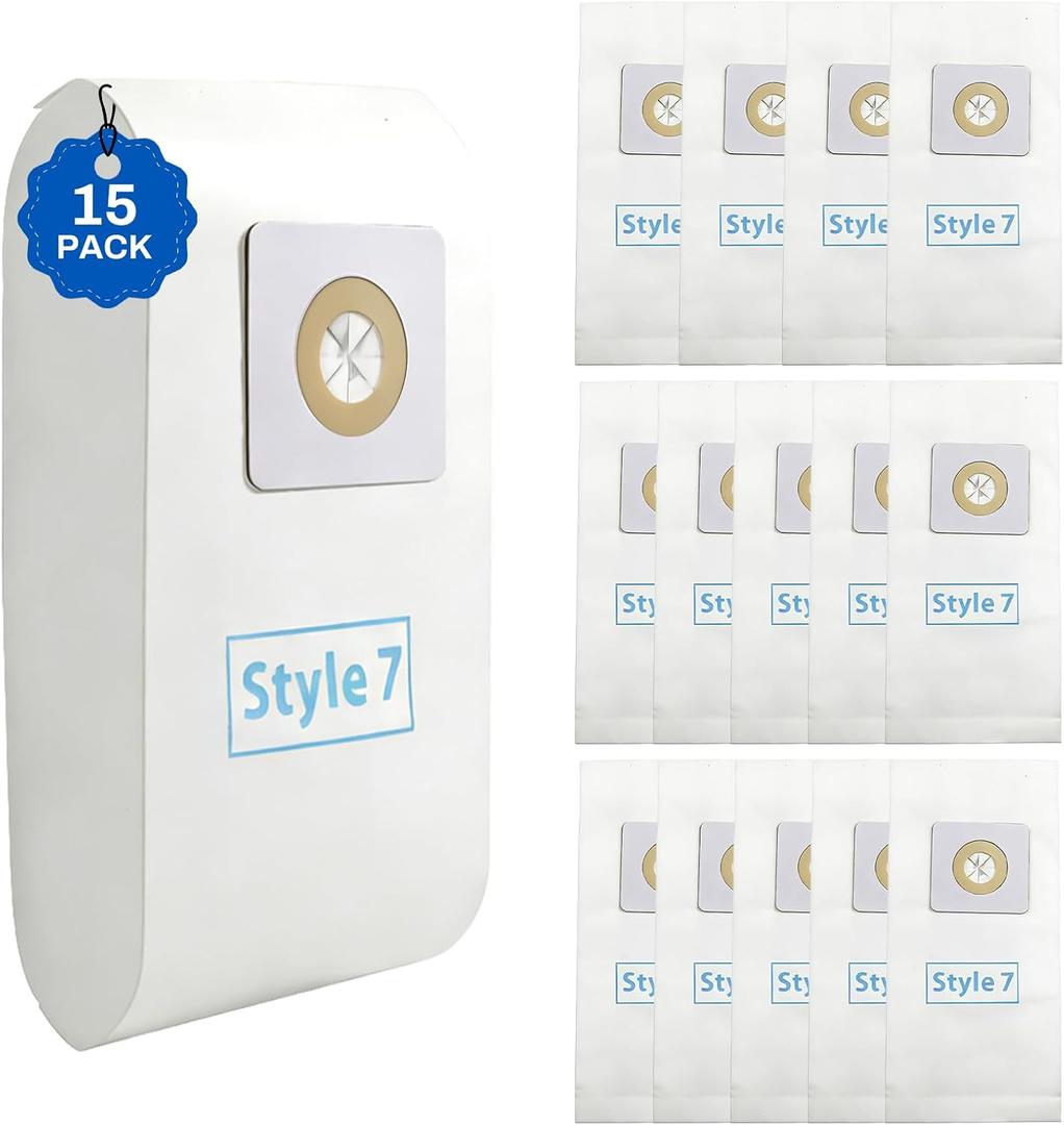 15 Pack Style 7 Vacuum Bags Compatible with Bissell PowerForce Upright Vacuums, PowerForce 3522 3525 1739 71Y7, PowerGlide 3545, Plus 3550 3350 3553, Lift-Off 3554, Powertrak 6592 Series, Part # 32120