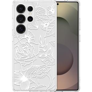 XIZYO for Samsung Galaxy S26 Ultra Case, Floral Flower Cute Rose Aesthetic Pattern Clear Case for Women Girls Slim TPU Bumper Shockproof Protective Cover for S26 Ultra, Transparent White