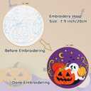 Nuberlic Halloween Embroidery Kits for Beginners Ghost Pumpkin DIY Cross Stitch Starter Craft Kits for Adults Including Cloth with Pattern Hoop Needles Instruction and Threads