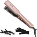 Mini 1/2 inch Flat Iron LED Display Tourmaline Titanium Ceramic Plate 4D 360Swivel Small Hair Straightener for Woman Short Hair Adjustable Temperature Dual Voltage Auto Shut Off (Rose Gold, 1.5 Inch)