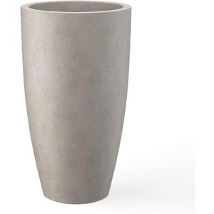 Kante 23.6" H Weathered Concrete Finish Concrete Tall Planters Large Outdoor Indoor Decorative Plant Pots with Drainage Hole and Rubber Plug, Modern Tapered Style for Home and Garden