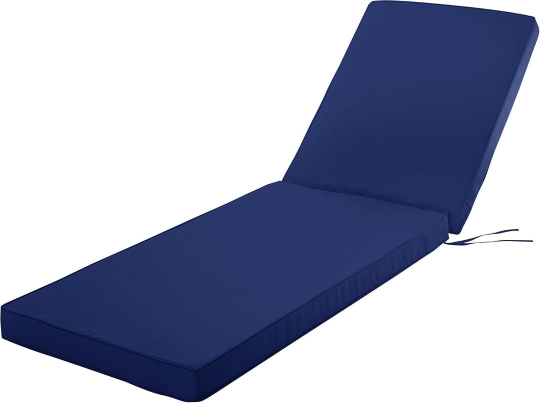 Comcaver Chaise Lounge Cushions Outdoor Set of 2, 80x26x3 Inch, Navy