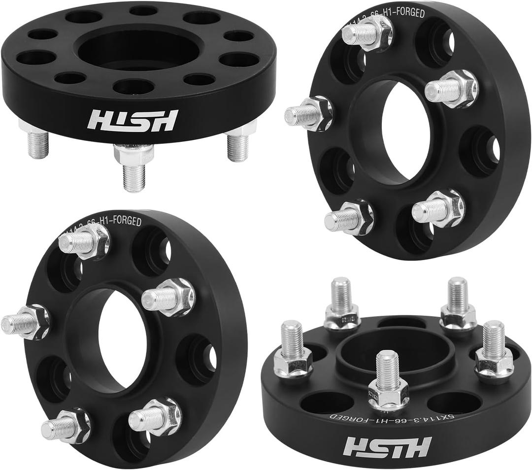 HISH 5x114.3 Wheel Spacers, Forged 1 Inch Wheel Spacer with Hubcentric 5x4.5 66.1mm Bore M12x1.25 Lugs, 6061-T6 Aluminum Alloy, Fit for 370Z 350Z 240SX 300ZX GTR Murano Maxima Sentra