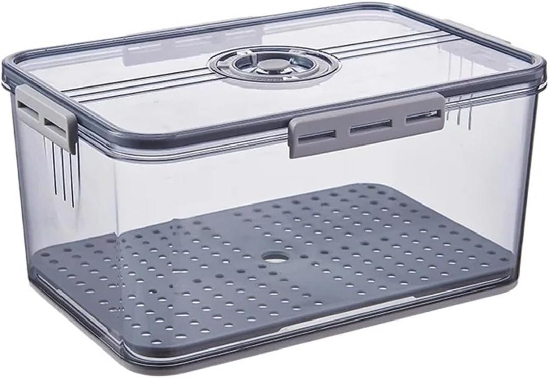 Refrigerator Storage Box Thickened Freezer Draining Crisper(Gray 7001)
