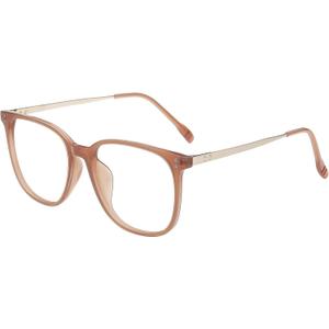 GUDVUE Oversized Blue Light Glasses, Computer Reading/Gaming/Phones Glasses, Anti Glare/UV400/Eye Strain, Large Square Frame (Brown/Golden)