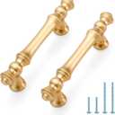 JOY DECOR 10 Pack 3 Inch Brushed Brass Kitchen Cabinet Handles, Zinc Gold Drawer Pulls for Cupboard, Dresser, and Wardrobe, 3" (76mm) Hole Center, Cabinet Hardware