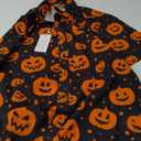 Halloween Shirts for Men Pumpkins Skeleton Shirt Short Sleeve Button Down Dress Shirts (Medium, Black)