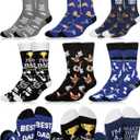 6 Pairs Novelty Socks for Dad Grandpa Best Dad Ever Gifts Funny Cotton Crew Socks for Father's Day Birthday Gifts