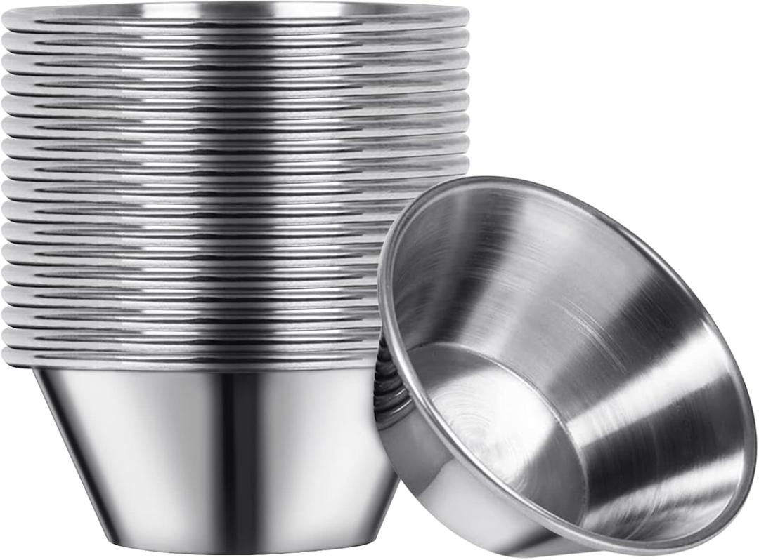 Artcome 18 Pack Stainless Steel Condiment Sauce Cups Great for Dipping and Portion Cups, 1.5 oz
