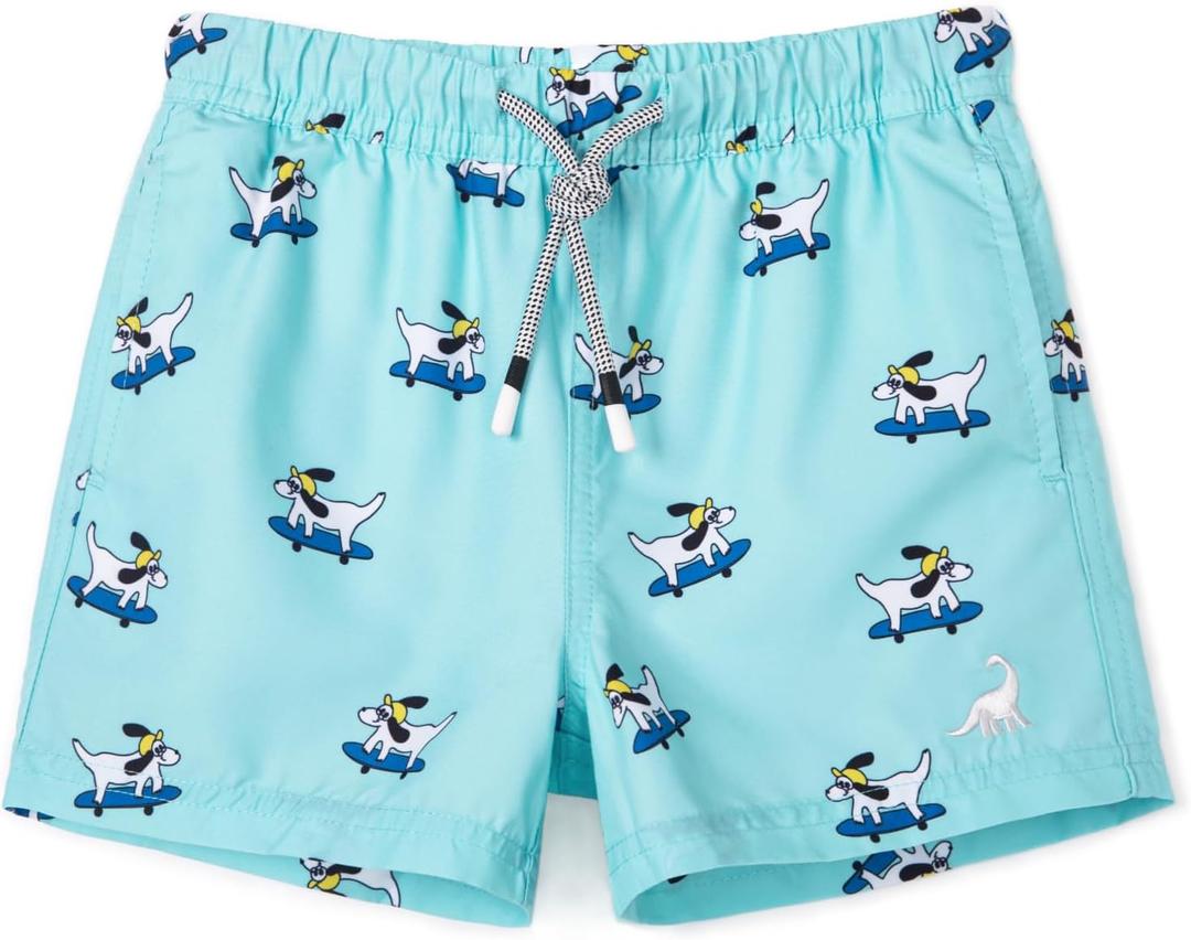 2 x SURF CUZ Boys Swim Trunks Toddler Swim Shorts UPF 50+ Bathing Suit for Boy Swimsuit Quick Dry Mesh Beach Boardshorts Swimwear (10-12 Years, Skateboard Dog)