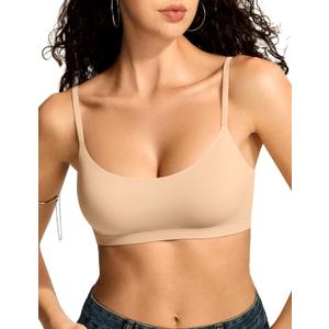 Vertvie Womens Wireless Bralettes Cami Bras Unlined Seamless No Underwire No Padding Scoop Neck Comfort T Shirt & Sports Bra (X-Large)