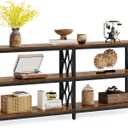 LITTLE TREE Console Table with Storage Shelves, 70.9" Industrial 3-Tier Sofa Table for Living Room, Long Foyer Table Entryway Table for Hallway, Front Door, Entrance, Rustic Brown & Black