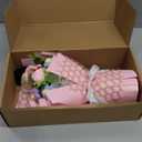 Graduation Gifts Crochet Flowers Bouquet, Handmade Sunflower Rose Bear Graduations Flower Bouquet for Birthday, Teacher Appreciation Gifts, Christmas, Home Dcor (Include Card) Pink