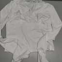 Women's Lace V Neck Long Sleeve Going Out Tops White M