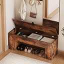 LUMTOK 43" Shoe Bench with Lift Top Storage, Wooden Entryway Bench with Hidden Storage SpaceLong Farmhouse End of Bed Bench for Bedroom, Hallway,Indoor, Entryway (Rustic Brown, 43" L x 13" W)